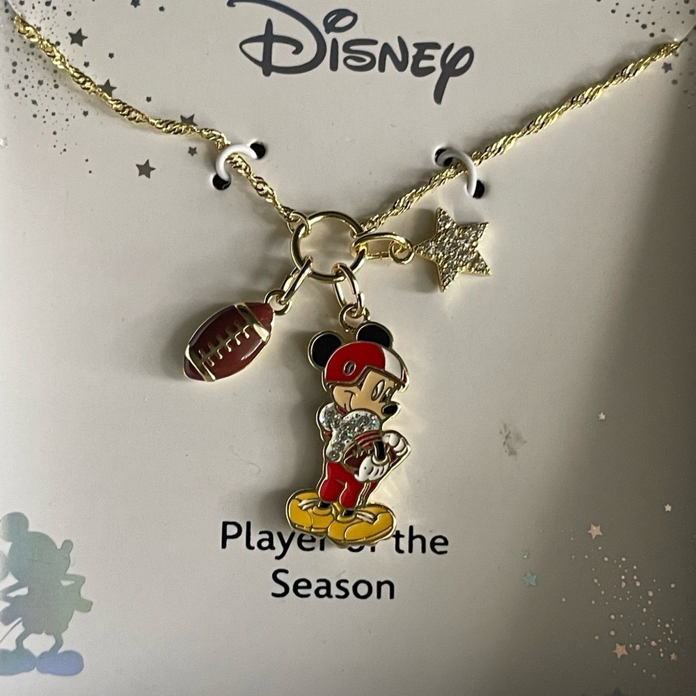 Disney Necklace,Disney Gold Mickey Mouse Sports Charm Necklace - Picture 2 of 8
